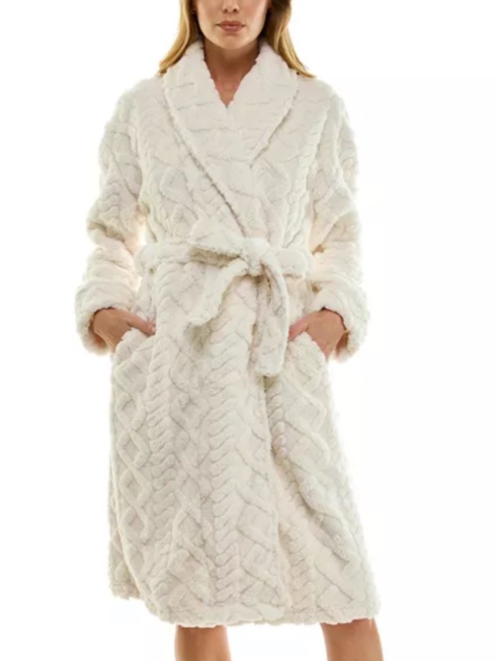 Roudelain Women's Textured Shawl Collar Robe